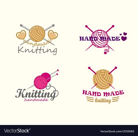 Set of knitting logo elements Royalty Free Vector Image