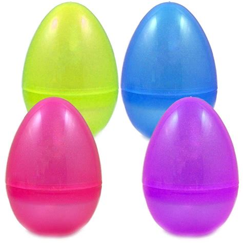 4 Jumbo Plastic Easter Eggs Glittered In Assorted Colors 8inches Perfect As Party Favors Easter ...