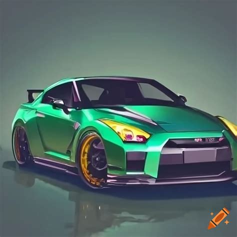 Nissan gt-r r35 in phthalo green color
