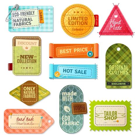 Fabric Label Set 484844 Vector Art at Vecteezy