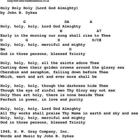 Holy Holy Holy 1 - Christian Gospel Song Lyrics and Chords