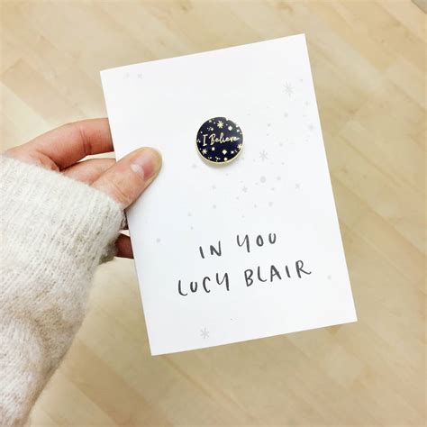 I Believe In You Personalised Enamel Pin Card By Clara and Macy