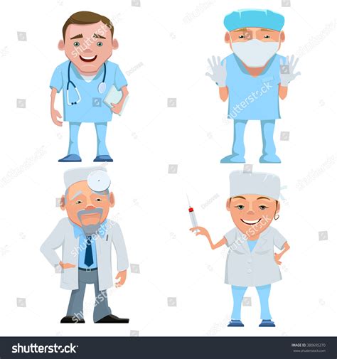 Vector Illustration Doctor Uniform Cartoon Happy Stock Vector (Royalty ...