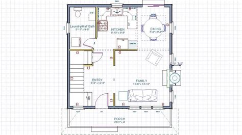 Small House Floor Plan with Living Room and Kitchen