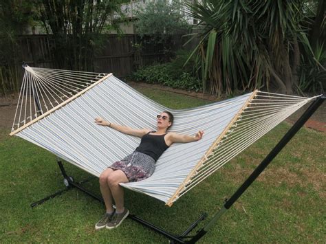 X Large Free Standing Hammock: Blue And White Canvas Hammock With ...