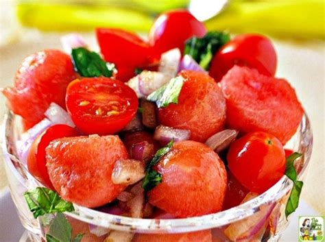 Easy Watermelon Tomato Basil Salad Recipe | This Mama Cooks! On a Diet