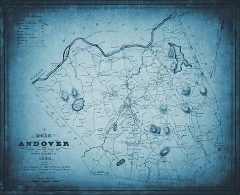 Andover Massachusetts Antique Vintage Map 1830 Blue Photograph by Carol Japp - Fine Art America