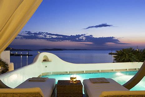 HD wallpaper: white metal table, holiday, sunset, resort, sea, swimming pool | Wallpaper Flare