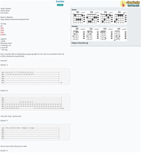 Chord: Zombie - Miser - tab, song lyric, sheet, guitar, ukulele | chords.vip