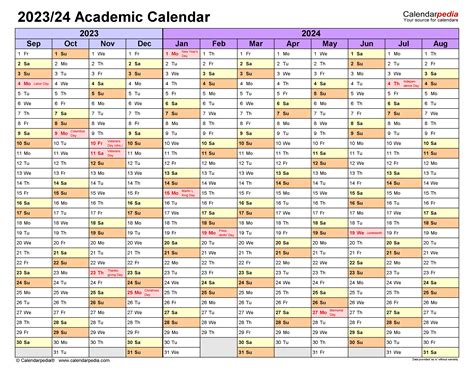 Academic Calendars 2023/2024 - Free Printable PDF templates