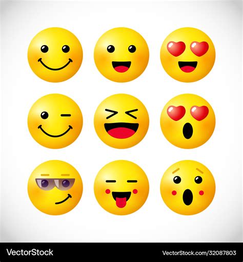 Emoji 3d positive set Royalty Free Vector Image