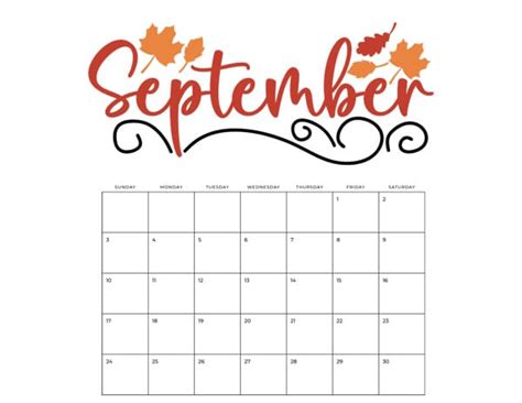 Cute clipart title with a calendar - September 2023 - Personalized Templates