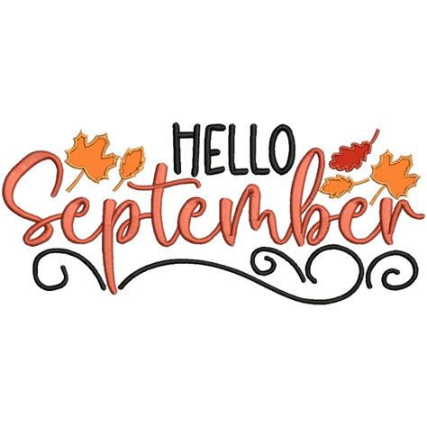 Hello September Fall Leaves Applique Machine Embroidery Design ...