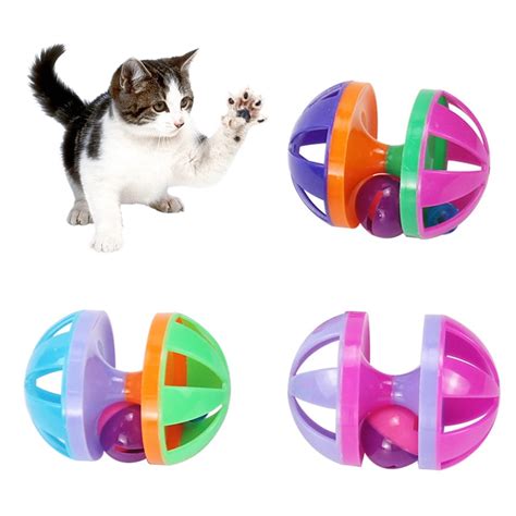 Visland Cat Toy Ball with Bell, Pet Toy Cat Bell Ball Cat Toy with Bell Cat Jingle Balls for ...