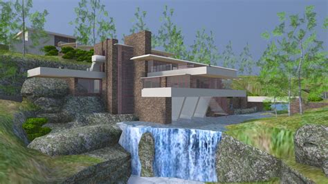 Fallingwater by Frank Lloyd Wright - 3D model by Myles Zhang (@mdzhang ...