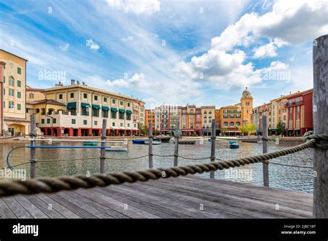 Loews Portofino Bay Hotel or tourist resort. Exterior building ...