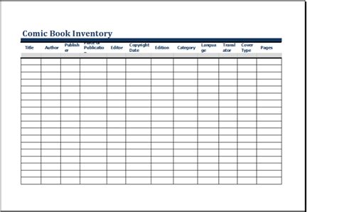 Comic Book Inventory Template | Excel Templates