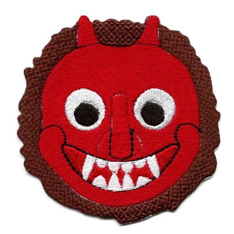 Japanese Ogre Emoji Patch Red Face Horns Embroidered Iron On ...