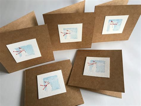 Snowman Set of 5 Christmas Cards - Etsy