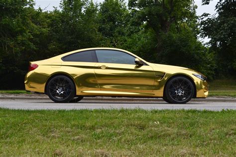 BMW M4 Wrapped Gold Chrome Side - Reforma UK