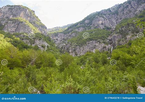 The Scenic Hike To Theth Waterfall and the Blue Eye Spring in Theth, Albania Stock Photo - Image ...