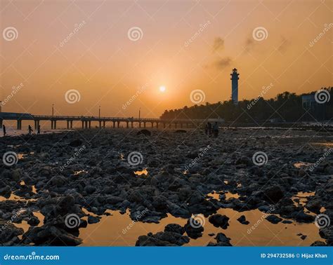 Beautiful Sunset View, Lighthouse, Bridge and Astronomical Low Tide at Kavaratti Island ...