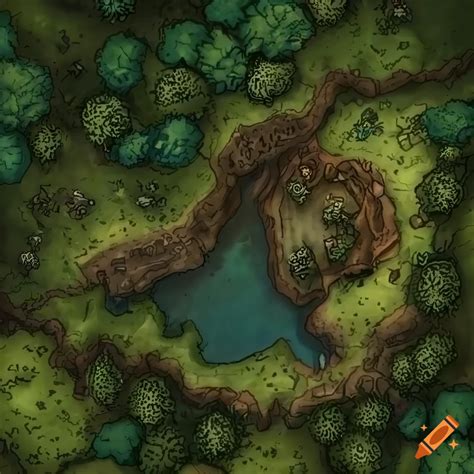 Fantasy forest map for dungeons and dragons on Craiyon