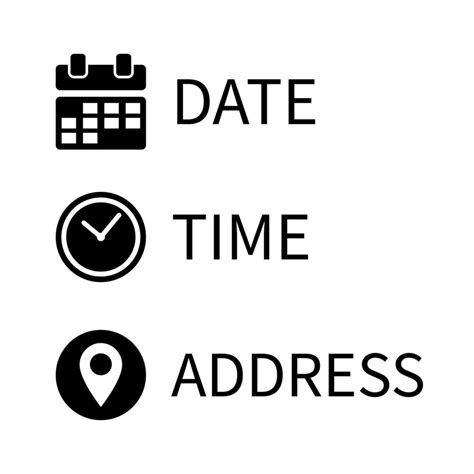 Date, Time, Address or Place Icons Symbol 7525815 Vector Art at Vecteezy