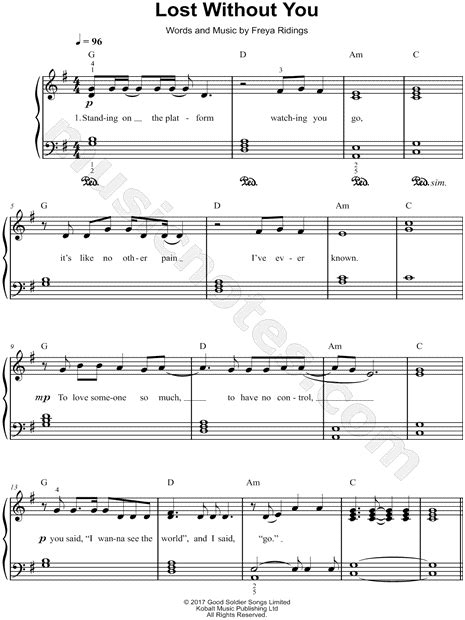 Freya Ridings "Lost Without You" Sheet Music (Easy Piano) in G Major ...