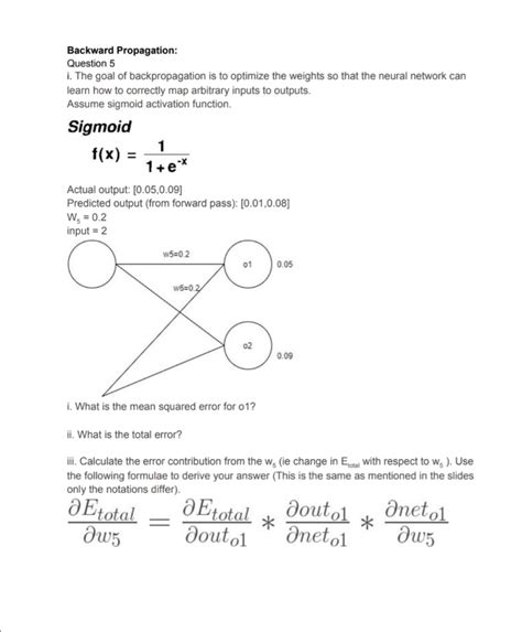 Solved Backward Propagation: Question 5 i. The goal of | Chegg.com