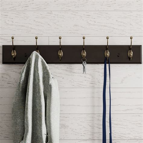 Wall Hook Rail-Mounted Hanging Rack with 6 Hooks-Entryway, Hallway, or ...