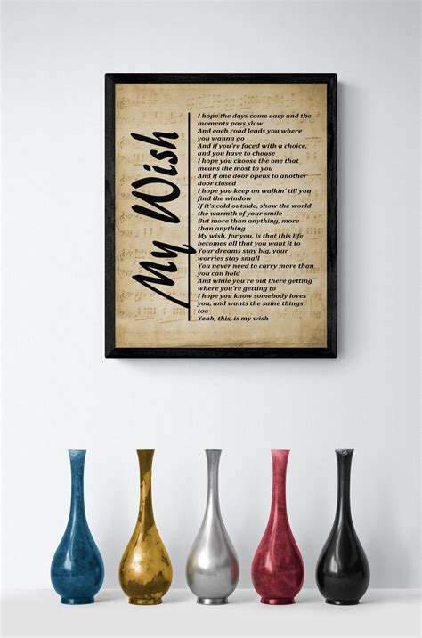 My Wish, Lyrics Song Wall Art, Digital Art Printable, Bedroom/living Room/kitchen Wall Art ...