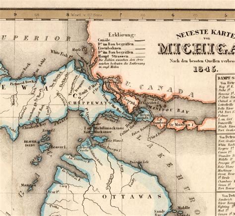 Old map of Michigan - Historical map restored - Wall map print on ...