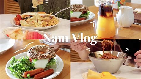 Anamnam vlog丨Homemade foods•贝果三明治•韩式拌面•云吞葱油拌面•橙C美式•逛超市•独居做饭日常•治愈vlog ...