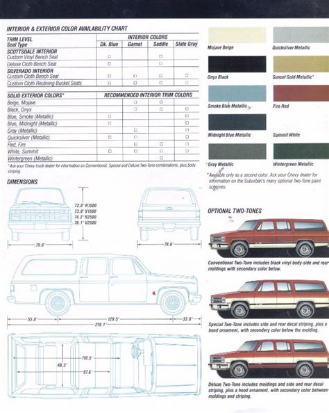 Suburban Paint Codes & Color Charts