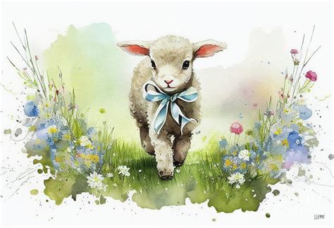 Cute Vintage Spring Lamb Digital Art by Laura's Creations - Fine Art ...