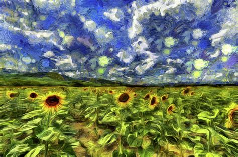 Sunflower Field Van Gogh Mixed Media by David Pyatt | Pixels