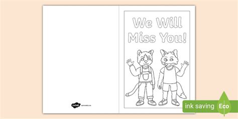 We Will Miss You Colouring Card, Goodbye Card (teacher made)