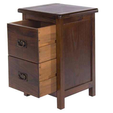 Baltimore Wood Bedside Cabinet in Deep Oak Finish - Choice of Sizes