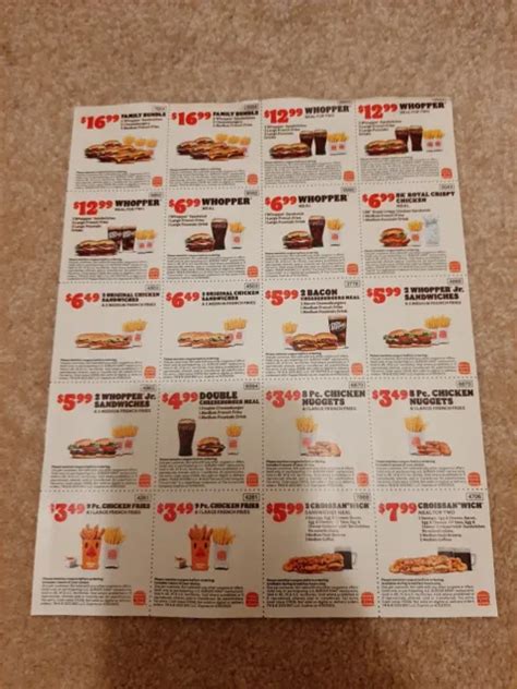 BURGER KING COUPONS 1 Full Sheet l 1 Whole Sheet Expires: 10/29/2023 $1.89 - PicClick