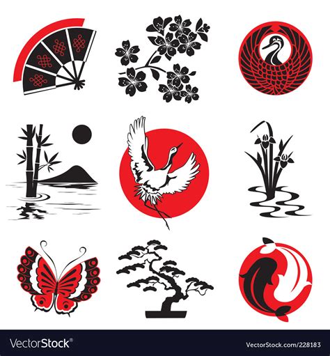 Japanese design elements Royalty Free Vector Image