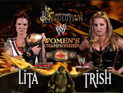 Lita vs. Trish Stratus New Year's Revolution 2005 : r/WWEMatchGraphics