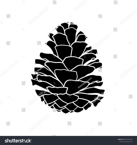 Silhouette Pine Cone Black White Illustration Stock Vector (Royalty Free) 1838185939 | Shutterstock