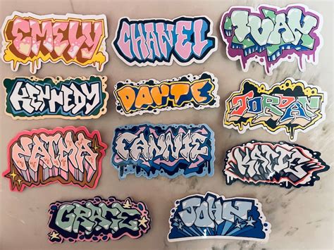 Personalized Graffiti Name Vinyl Stickers - Etsy