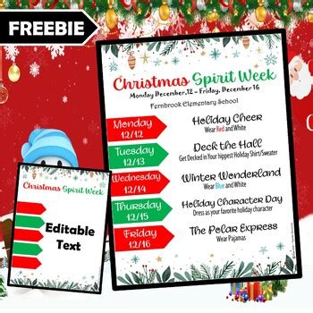 Christmas Spirit Week Template, Holiday Spirit Week | EDITABLE PPT