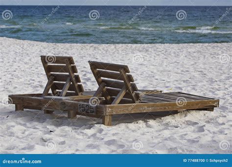 Beach Chairs with Ocean View Stock Photo - Image of seashore, ocean ...