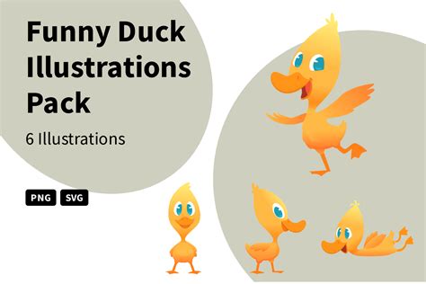 Funny Duck Illustration Pack - 6 Free Download Animal Illustrations ...