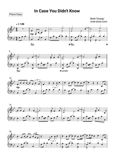 Brett Young - In Case You Didn't Know sheet music for piano download ...