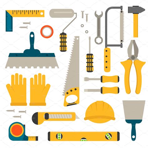 Flat construction tools vector ~ Illustrations ~ Creative Market