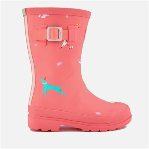 Joules Kids' Festival Friends Wellies - Bright Pink | FREE UK Delivery | Allsole